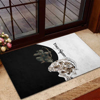Carp Hunter Bowfishing Customize Name Rubber Doormat Camouflage Archer Graphic and Black White Split Layout - Wonder Print Shop