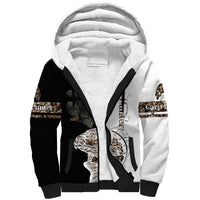 Carp Hunter Bowfishing Customize Name Sherpa Hoodie Camouflage Archer Graphic and Black White Split Layout - Wonder Print Shop