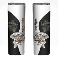 Carp Hunter Bowfishing Customize Name Skinny Tumbler Camouflage Archer Graphic and Black White Split Layout - Wonder Print Shop