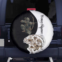 Carp Hunter Bowfishing Customize Name Spare Tire Cover Camouflage Archer Graphic and Black White Split Layout - Wonder Print Shop