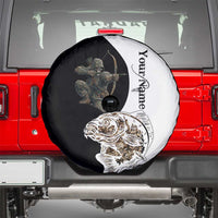 Carp Hunter Bowfishing Customize Name Spare Tire Cover Camouflage Archer Graphic and Black White Split Layout - Wonder Print Shop