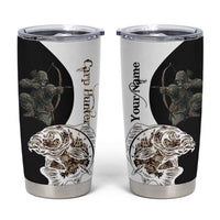 Carp Hunter Bowfishing Customize Name Tumbler Cup Camouflage Archer Graphic and Black White Split Layout - Wonder Print Shop