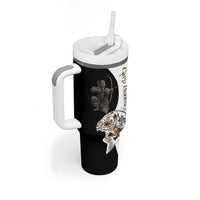 Carp Hunter Bowfishing Customize Name Tumbler With Handle Camouflage Archer Graphic and Black White Split Layout - Wonder Print Shop