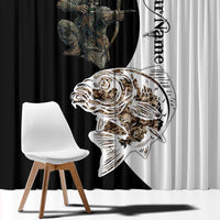 Carp Hunter Bowfishing Customize Name Window Curtain Camouflage Archer Graphic and Black White Split Layout - Wonder Print Shop