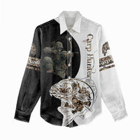 Carp Hunter Bowfishing Customize Name Women Casual Shirt Camouflage Archer Graphic and Black White Split Layout - Wonder Print Shop