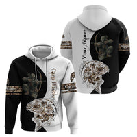 Carp Hunter Bowfishing Customize Name Zip Hoodie Camouflage Archer Graphic and Black White Split Layout - Wonder Print Shop
