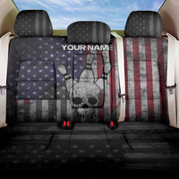 Personalized Skull Bowling Back Car Seat Cover Distressed American Flag in Dark Grunge Design - Wonder Print Shop