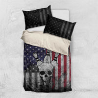 Personalized Skull Bowling Bedding Set Distressed American Flag in Dark Grunge Design - Wonder Print Shop