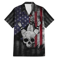 Personalized Skull Bowling Family Matching Mermaid Dress and Hawaiian Shirt Distressed American Flag in Dark Grunge Design - Wonder Print Shop