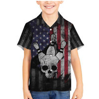 Personalized Skull Bowling Family Matching Mermaid Dress and Hawaiian Shirt Distressed American Flag in Dark Grunge Design - Wonder Print Shop
