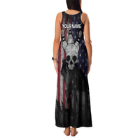 Personalized Skull Bowling Family Matching Tank Maxi Dress and Hawaiian Shirt Distressed American Flag in Dark Grunge Design - Wonder Print Shop