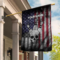 Personalized Skull Bowling Garden Flag Distressed American Flag in Dark Grunge Design - Wonder Print Shop
