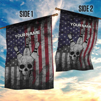 Personalized Skull Bowling Garden Flag Distressed American Flag in Dark Grunge Design - Wonder Print Shop