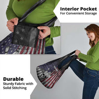 Personalized Skull Bowling Grocery Bag Distressed American Flag in Dark Grunge Design - Wonder Print Shop