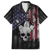 Personalized Skull Bowling Hawaiian Shirt Distressed American Flag in Dark Grunge Design - Wonder Print Shop
