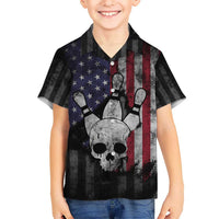 Personalized Skull Bowling Hawaiian Shirt Distressed American Flag in Dark Grunge Design - Wonder Print Shop