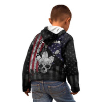 Personalized Skull Bowling Kid Hoodie Distressed American Flag in Dark Grunge Design - Wonder Print Shop