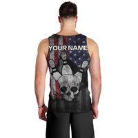Personalized Skull Bowling Men Tank Top Distressed American Flag in Dark Grunge Design - Wonder Print Shop