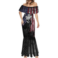 Personalized Skull Bowling Mermaid Dress Distressed American Flag in Dark Grunge Design - Wonder Print Shop