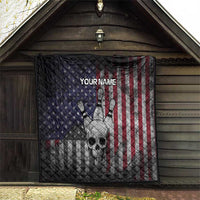 Personalized Skull Bowling Quilt Distressed American Flag in Dark Grunge Design - Wonder Print Shop