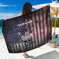 Personalized Skull Bowling Sarong Distressed American Flag in Dark Grunge Design - Wonder Print Shop