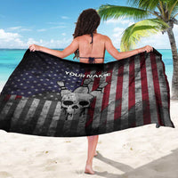 Personalized Skull Bowling Sarong Distressed American Flag in Dark Grunge Design - Wonder Print Shop