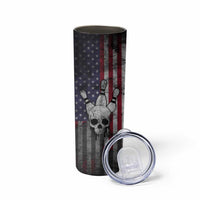 Personalized Skull Bowling Skinny Tumbler Distressed American Flag in Dark Grunge Design - Wonder Print Shop