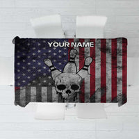 Personalized Skull Bowling Tablecloth Distressed American Flag in Dark Grunge Design - Wonder Print Shop
