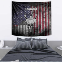 Personalized Skull Bowling Tapestry Distressed American Flag in Dark Grunge Design - Wonder Print Shop