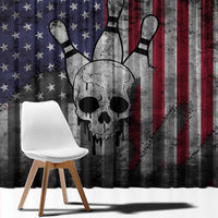 Personalized Skull Bowling Window Curtain Distressed American Flag in Dark Grunge Design - Wonder Print Shop