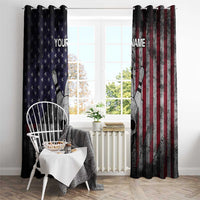 Personalized Skull Bowling Window Curtain Distressed American Flag in Dark Grunge Design - Wonder Print Shop