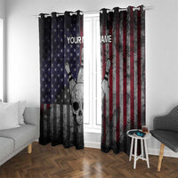 Personalized Skull Bowling Window Curtain Distressed American Flag in Dark Grunge Design - Wonder Print Shop