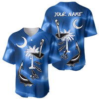 Fishing Custom South Carolina Flag Baseball Jersey Fish Hook Graphic in Blue Gradient Design - Wonder Print Shop