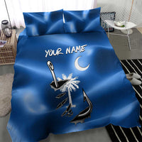 Fishing Custom South Carolina Flag Bedding Set Fish Hook Graphic in Blue Gradient Design - Wonder Print Shop