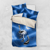 Fishing Custom South Carolina Flag Bedding Set Fish Hook Graphic in Blue Gradient Design - Wonder Print Shop