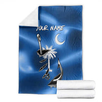 Fishing Custom South Carolina Flag Blanket Fish Hook Graphic in Blue Gradient Design - Wonder Print Shop