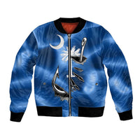 Fishing Custom South Carolina Flag Bomber Jacket Fish Hook Graphic in Blue Gradient Design - Wonder Print Shop