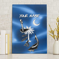 Fishing Custom South Carolina Flag Canvas Wall Art Fish Hook Graphic in Blue Gradient Design - Wonder Print Shop