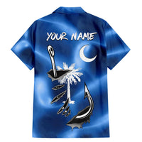 Fishing Custom South Carolina Flag Family Matching Mermaid Dress and Hawaiian Shirt Fish Hook Graphic in Blue Gradient Design - Wonder Print Shop
