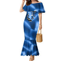 Fishing Custom South Carolina Flag Family Matching Mermaid Dress and Hawaiian Shirt Fish Hook Graphic in Blue Gradient Design - Wonder Print Shop