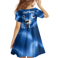 Fishing Custom South Carolina Flag Family Matching Off The Shoulder Long Sleeve Dress and Hawaiian Shirt Fish Hook Graphic in Blue Gradient Design - Wonder Print Shop