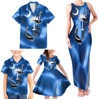 Fishing Custom South Carolina Flag Family Matching Tank Maxi Dress and Hawaiian Shirt Fish Hook Graphic in Blue Gradient Design - Wonder Print Shop