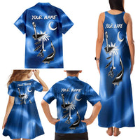 Fishing Custom South Carolina Flag Family Matching Tank Maxi Dress and Hawaiian Shirt Fish Hook Graphic in Blue Gradient Design - Wonder Print Shop