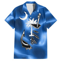 Fishing Custom South Carolina Flag Hawaiian Shirt Fish Hook Graphic in Blue Gradient Design - Wonder Print Shop