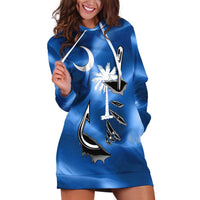 Fishing Custom South Carolina Flag Hoodie Dress Fish Hook Graphic in Blue Gradient Design - Wonder Print Shop