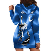 Fishing Custom South Carolina Flag Hoodie Dress Fish Hook Graphic in Blue Gradient Design - Wonder Print Shop