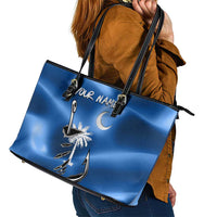 Fishing Custom South Carolina Flag Leather Tote Bag Fish Hook Graphic in Blue Gradient Design - Wonder Print Shop