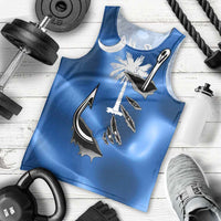 Fishing Custom South Carolina Flag Men Tank Top Fish Hook Graphic in Blue Gradient Design - Wonder Print Shop