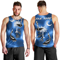 Fishing Custom South Carolina Flag Men Tank Top Fish Hook Graphic in Blue Gradient Design - Wonder Print Shop