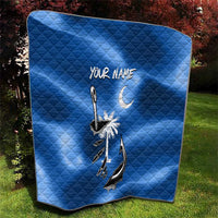 Fishing Custom South Carolina Flag Quilt Fish Hook Graphic in Blue Gradient Design - Wonder Print Shop